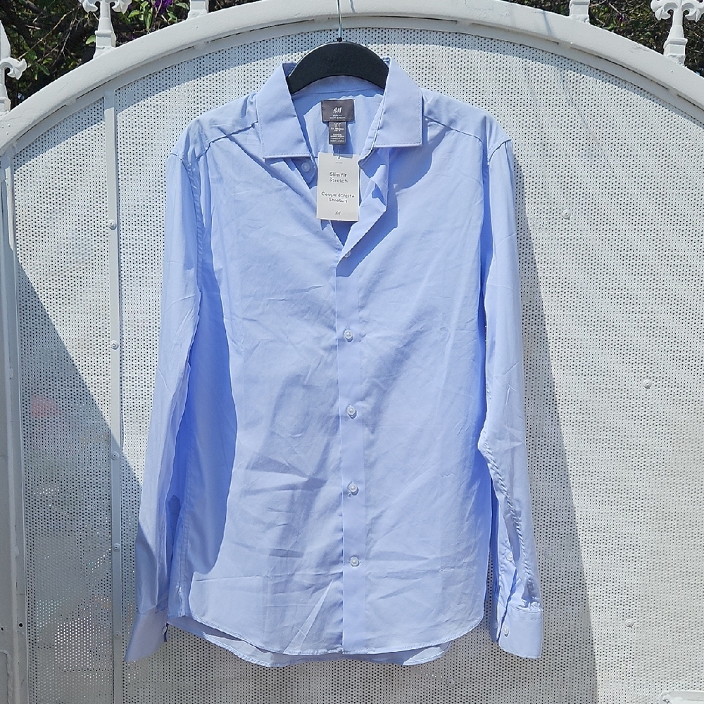 H&M Blue Dress Shirt Classic Long-Sleeve
